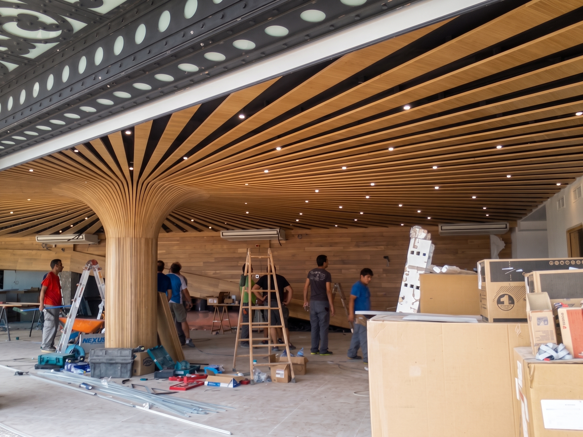 Panelados y columnas en madera